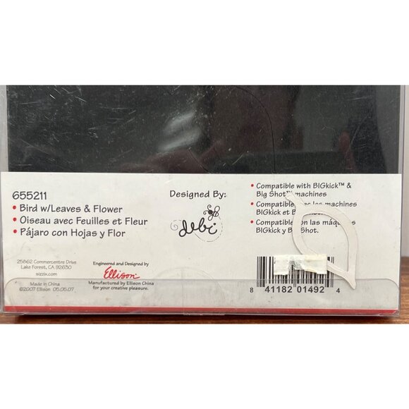 HTF RARE Sizzix Bigz Die 655211 Bird With Leaves & Flower - Picture 3 of 3